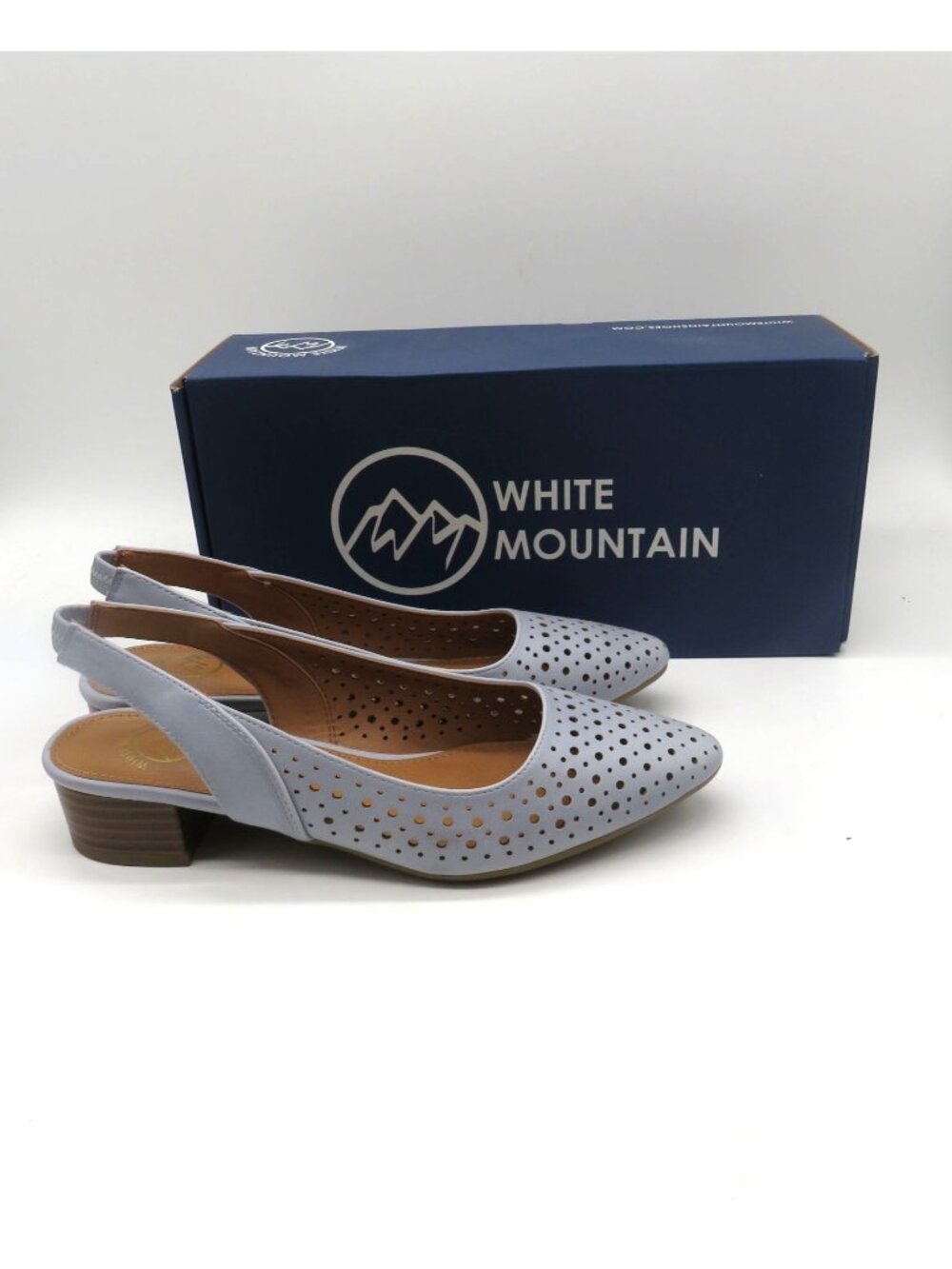 White Mountain Slingback Perforated Heels Blue Raspberry Women 6.5 NEW